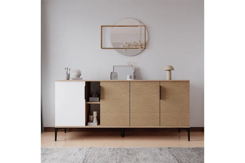 Kunar Konsolbord 180 cm - Hvid/Natur - Møbler - Borde - Aflastningsbord - Entrébord