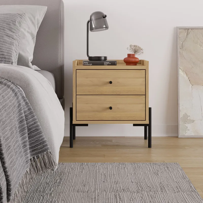 Kunimitsu Sengebord 45 cm - Sapphire Oak - Møbler - Borde - Aflastningsbord - Sengebord