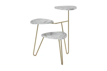 Athena Sidebord 55 cm Marmorlook/Hvid/Messing - Novogratz - Møbler - Borde - Aflastningsbord - Lampebord
