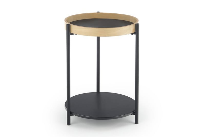 Blackburn Sidebord 44 cm Rundt med Opbevaring Hylde - Sort/Eg - Møbler - Borde - Aflastningsbord - Lampebord