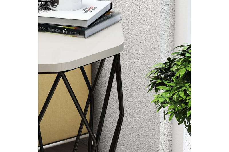 Bojana Sidebord Rundt 46 cm - Beige/Sort - Møbler - Borde - Aflastningsbord - Lampebord