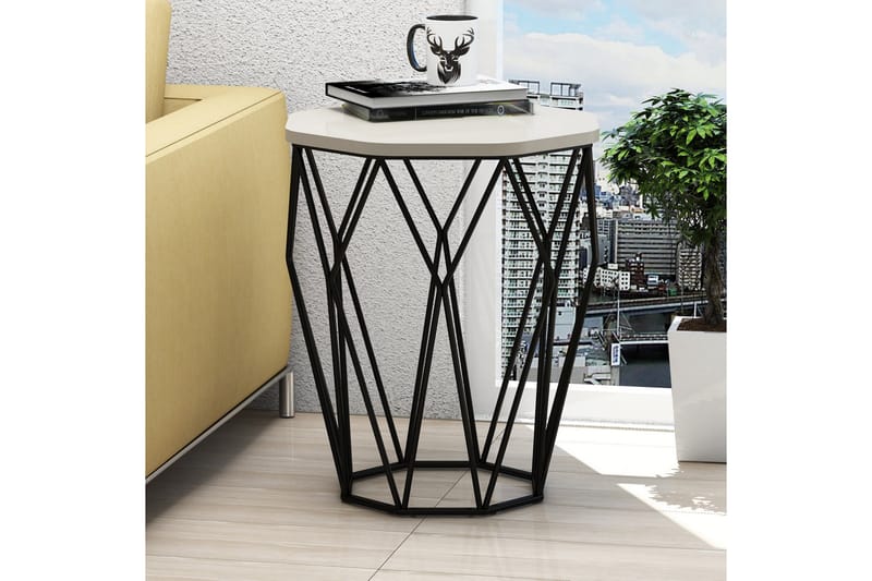 Bojana Sidebord Rundt 46 cm - Beige/Sort - Møbler - Borde - Aflastningsbord - Lampebord
