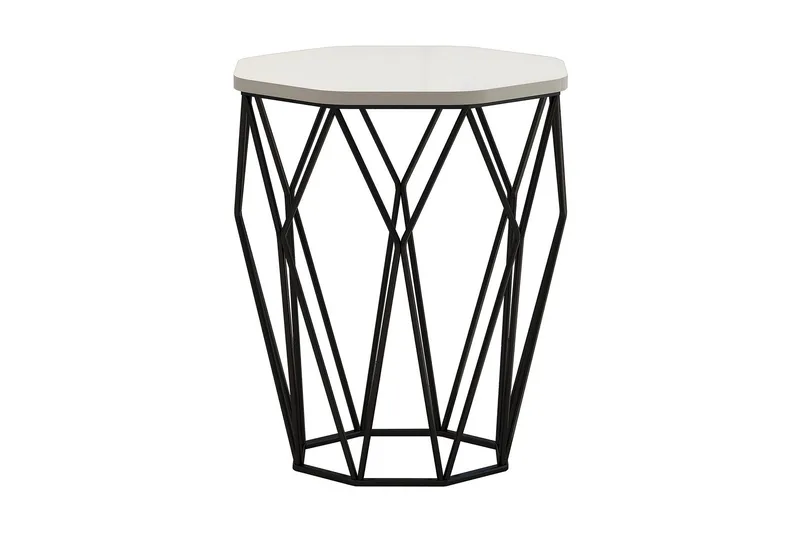 Bojana Sidebord Rundt 46 cm - Beige/Sort - Møbler - Borde - Aflastningsbord - Lampebord
