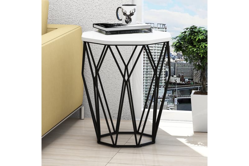 Bojana Sidebord Rundt 46 cm - Hvid/Sort - Møbler - Borde - Aflastningsbord - Lampebord