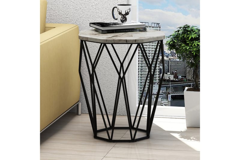 Bojana Sidebord Rundt 46 cm - Hvid/Sort - Møbler - Borde - Aflastningsbord - Lampebord