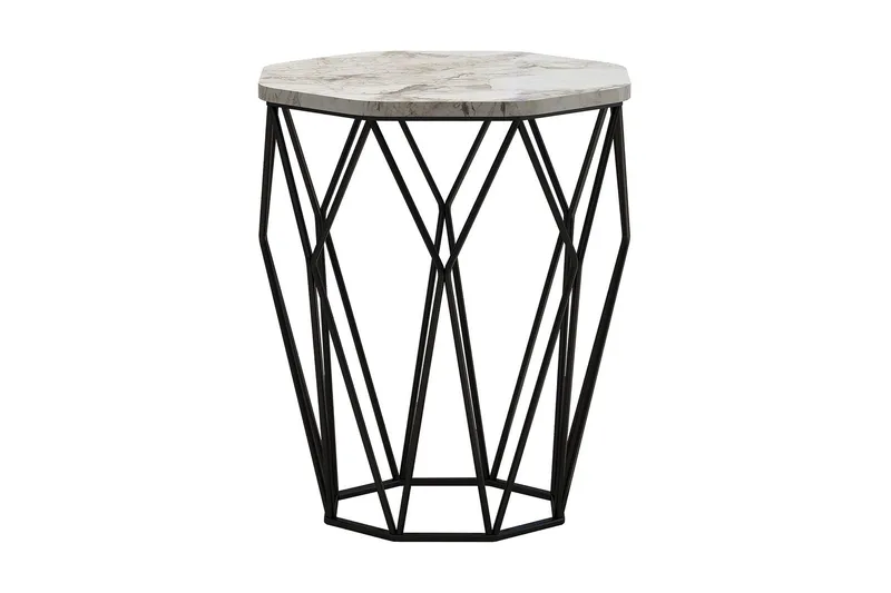 Bojana Sidebord Rundt 46 cm, Hvid/Sort