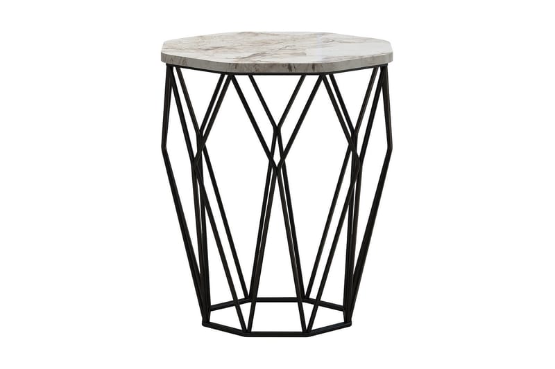 Bojana Sidebord Rundt 46 cm - Hvid/Sort - Møbler - Borde - Aflastningsbord - Lampebord