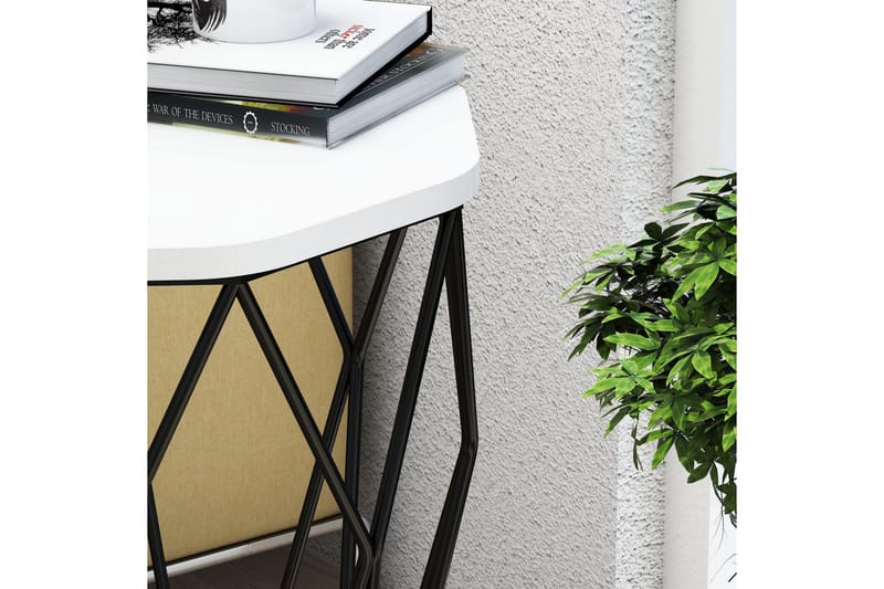 Bojana Sidebord Rundt 46 cm - Hvid/Sort - Møbler - Borde - Aflastningsbord - Lampebord