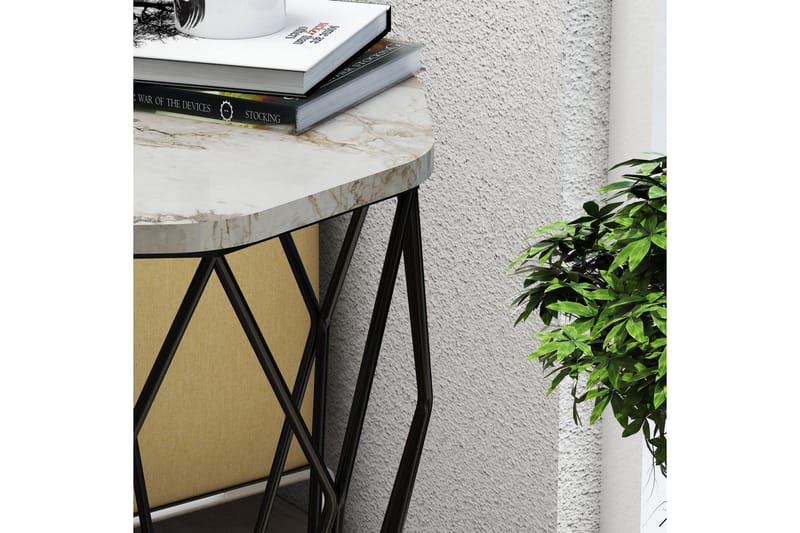 Bojana Sidebord Rundt 46 cm - Hvid/Sort - Møbler - Borde - Aflastningsbord - Lampebord