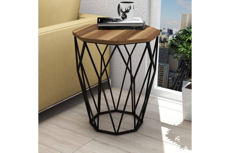 Bojana Sidebord Rundt 46 cm - Mørkebrun/Sort - Møbler - Borde - Aflastningsbord - Lampebord
