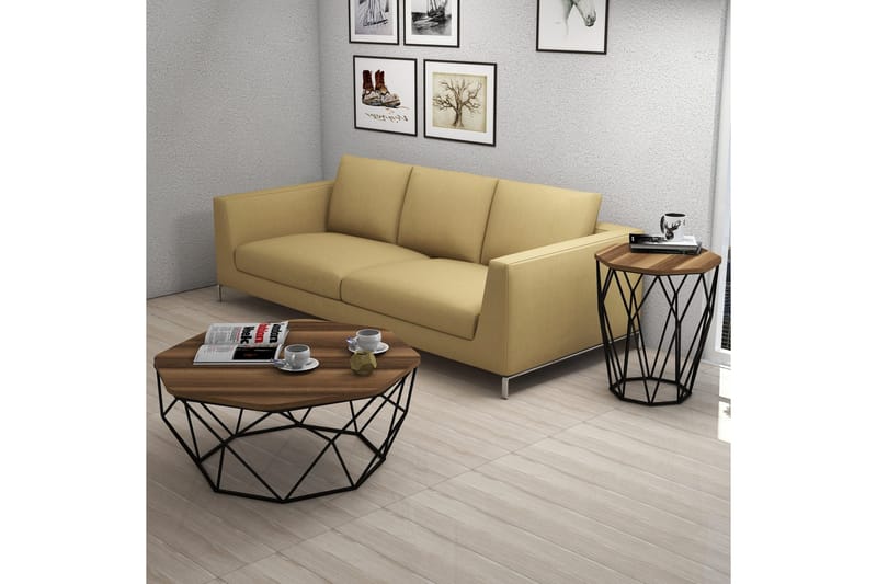 Bojana Sidebord Rundt 46 cm - Mørkebrun/Sort - Møbler - Borde - Aflastningsbord - Lampebord