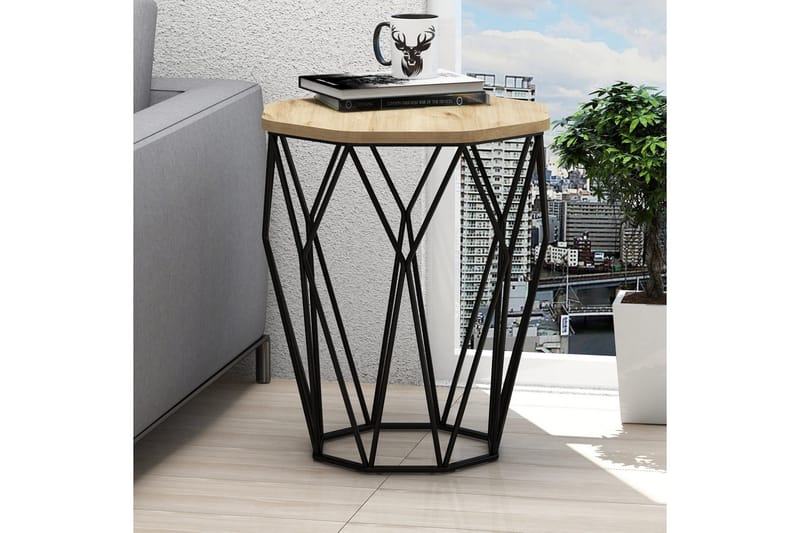 Bojana Sidebord Rundt 46 cm - Natur/Sort - Møbler - Borde - Aflastningsbord - Lampebord