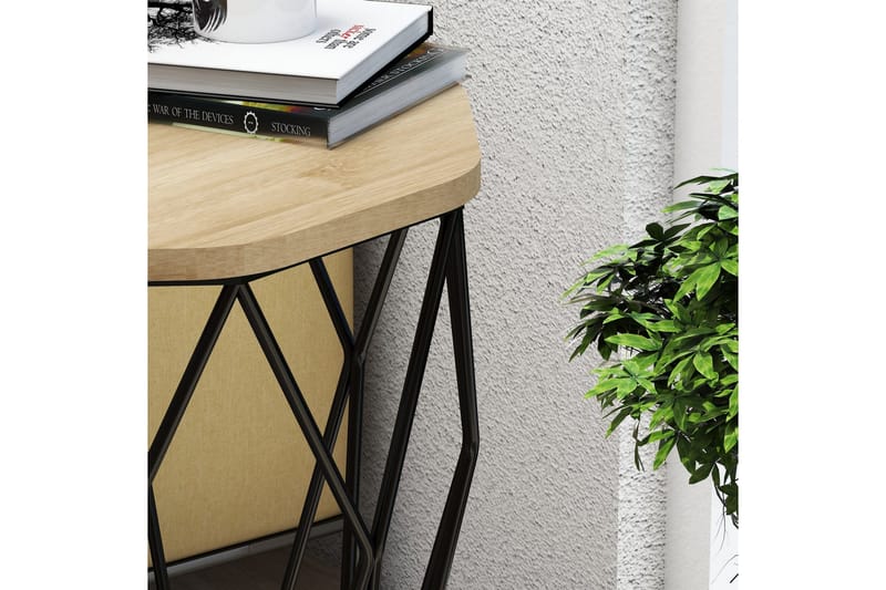 Bojana Sidebord Rundt 46 cm - Natur/Sort - Møbler - Borde - Aflastningsbord - Lampebord
