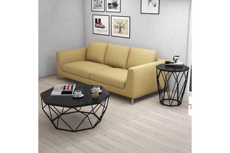 Bojana Sidebord Rundt 46 cm - Sort - Møbler - Borde - Aflastningsbord - Lampebord