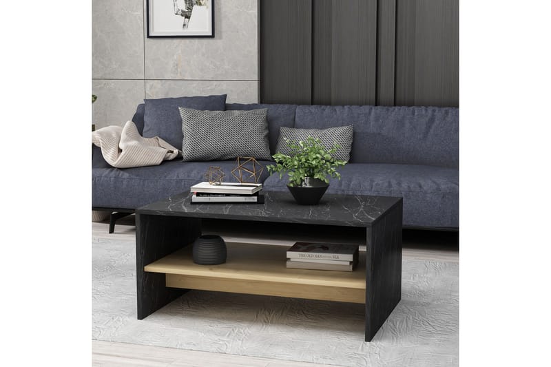 Bozdogan Sidebord 90 cm - Sort/Lys Natur - Møbler - Borde - Aflastningsbord - Lampebord