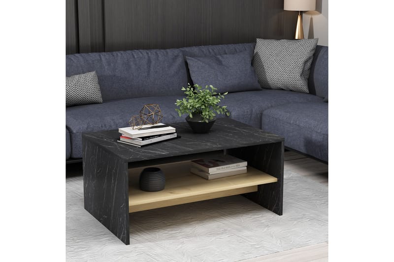 Bozdogan Sidebord 90 cm - Sort/Lys Natur - Møbler - Borde - Aflastningsbord - Lampebord