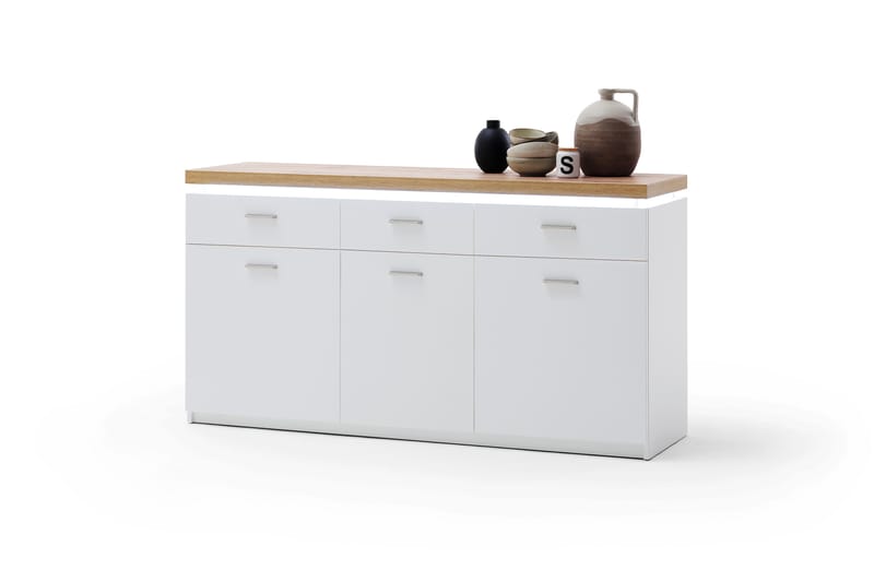 Degaust Sidebord 156 cm - Hvid/Eg - Møbler - Borde - Aflastningsbord - Lampebord