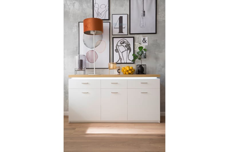Degaust Sidebord 156 cm - Hvid/Eg - Møbler - Borde - Aflastningsbord - Lampebord