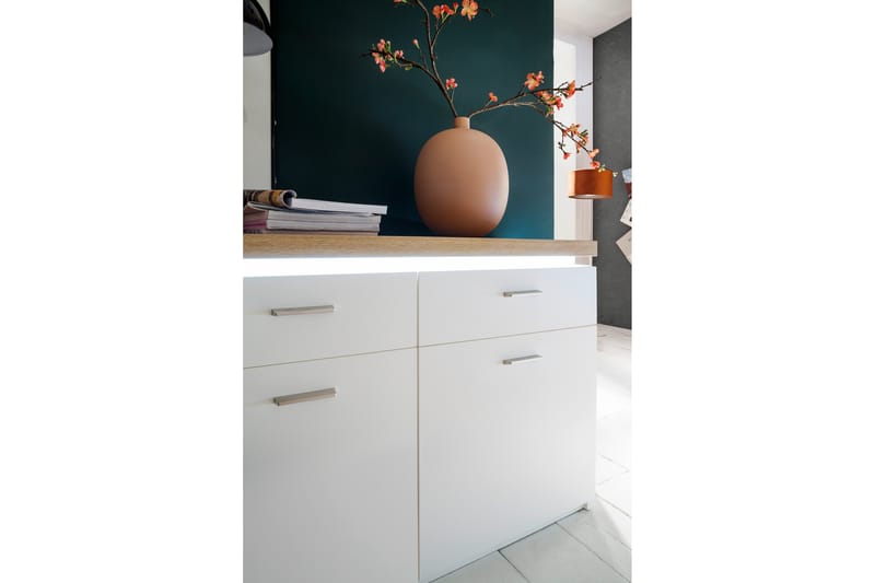 Degaust Sidebord 156 cm - Hvid/Eg - Møbler - Borde - Aflastningsbord - Lampebord