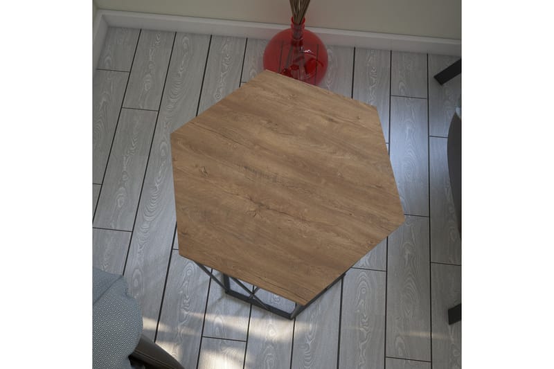 Falan Sidebord 40 cm Hexagon - Egefarvet/Sort - Lampebord - Bakkebord & små borde