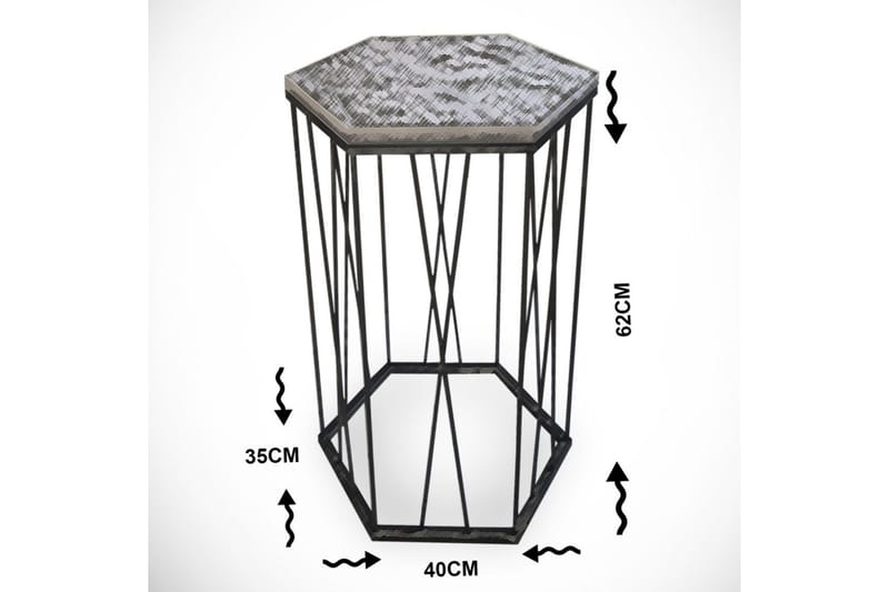 Falan Sidebord 40 cm Hexagon - Egefarvet/Sort - Lampebord - Bakkebord & små borde