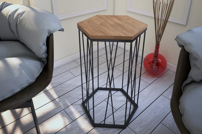 Falan Sidebord 40 cm Hexagon - Egefarvet/Sort - Møbler - Borde - Aflastningsbord - Lampebord