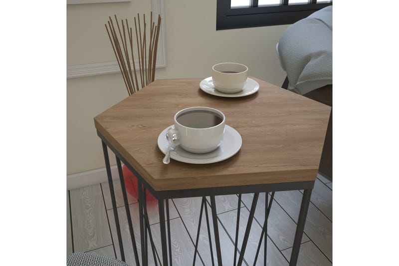 Falan Sidebord 40 cm Hexagon - Egefarvet/Sort - Møbler - Borde - Aflastningsbord - Lampebord