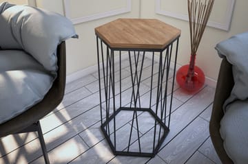 Falan Sidebord 40 cm Hexagon - Egefarvet/Sort - Møbler - Borde - Aflastningsbord - Lampebord