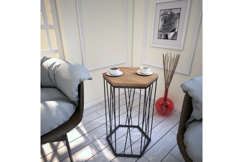 Falan Sidebord 40 cm Hexagon - Egefarvet/Sort - Møbler - Borde - Aflastningsbord - Lampebord