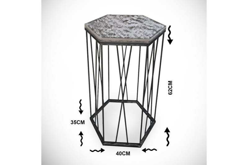 Falan Sidebord 40 cm Hexagon - Glas/Sort - Møbler - Borde - Aflastningsbord - Lampebord