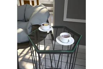 Falan Sidebord 40 cm Hexagon - Glas/Sort - Møbler - Borde - Aflastningsbord - Lampebord