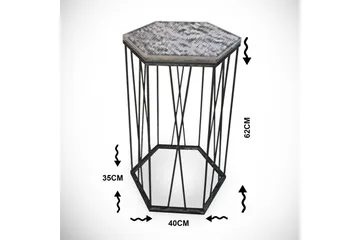 Falan Sidebord 40 cm Hexagon - Glas/Sort - Møbler - Borde - Aflastningsbord - Lampebord