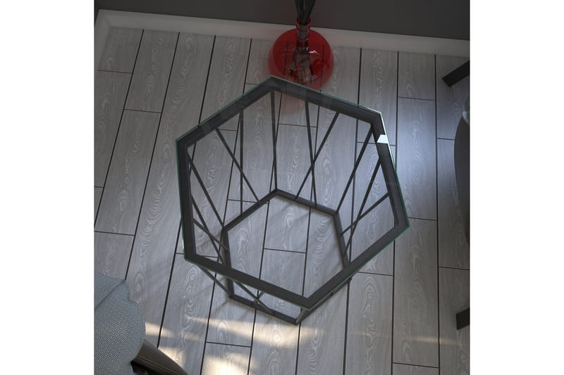 Falan Sidebord 40 cm Hexagon - Glas/Sort - Møbler - Borde - Aflastningsbord - Lampebord