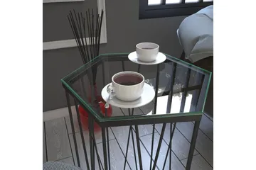 Falan Sidebord 40 cm Hexagon - Glas/Sort - Møbler - Borde - Aflastningsbord - Lampebord