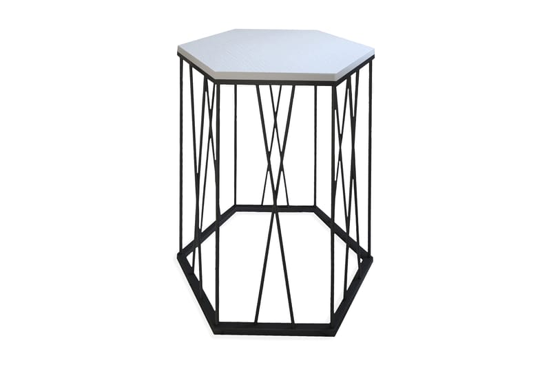 Falan Sidebord 40 cm Hexagon - Hvid/Sort - Møbler - Borde - Aflastningsbord - Lampebord