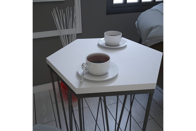 Falan Sidebord 40 cm Hexagon - Hvid/Sort - Møbler - Borde - Aflastningsbord - Lampebord