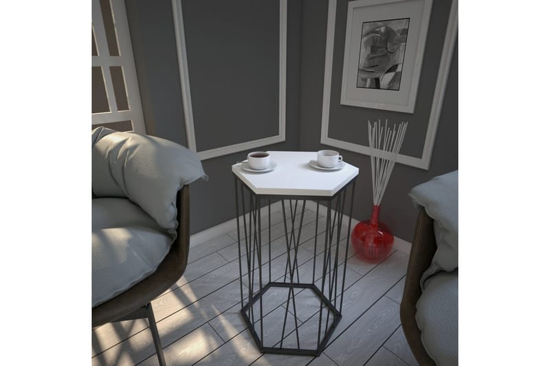 Falan Sidebord 40 cm Hexagon - Hvid/Sort - Møbler - Borde - Aflastningsbord - Lampebord