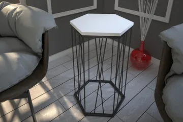 Falan Sidebord 40 cm Hexagon - Hvid/Sort - Møbler - Borde - Aflastningsbord - Lampebord