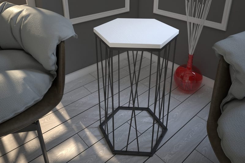 Falan Sidebord 40 cm Hexagon - Hvid/Sort - Møbler - Borde - Aflastningsbord - Lampebord