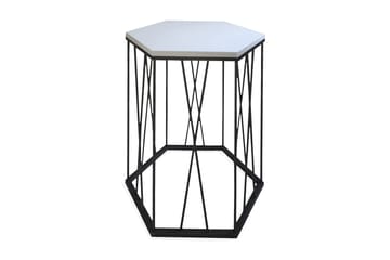 Falan Sidebord 40 cm Hexagon - Hvid/Sort - Møbler - Borde - Aflastningsbord - Lampebord