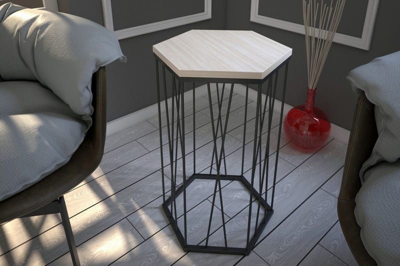 Falan Sidebord 40 cm Hexagon - Lysebrun/Sort - Møbler - Borde - Aflastningsbord - Lampebord