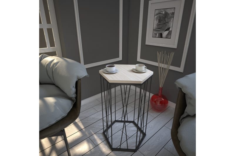 Falan Sidebord 40 cm Hexagon - Lysebrun/Sort - Møbler - Borde - Aflastningsbord - Lampebord