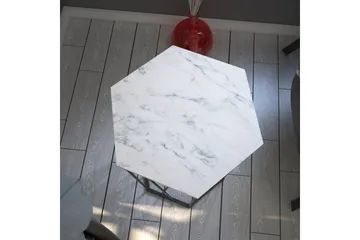Falan Sidebord 40 cm Hexagon Marmormønster - Hvid/Sort - Møbler - Borde - Aflastningsbord - Lampebord
