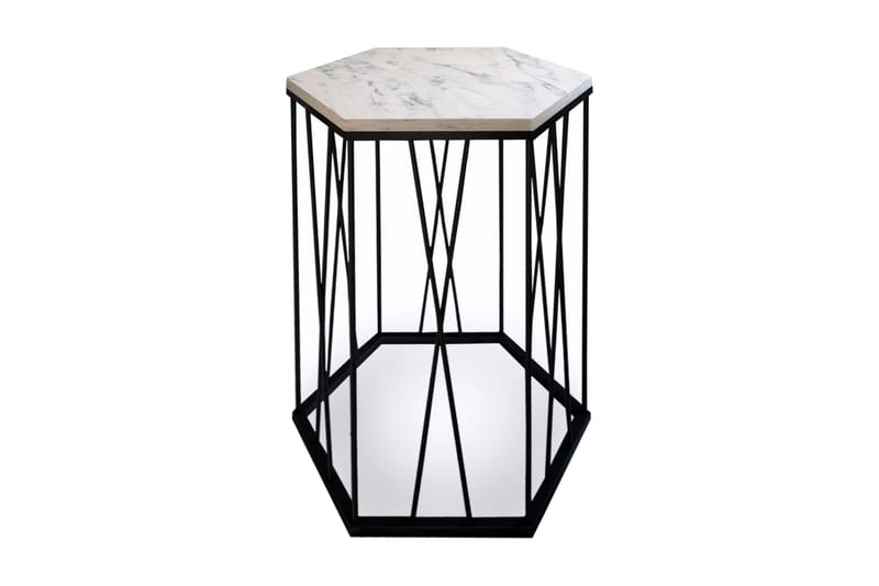 Falan Sidebord 40 cm Hexagon Marmormønster - Hvid/Sort - Møbler - Borde - Aflastningsbord - Lampebord