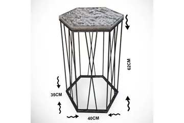 Falan Sidebord 40 cm Hexagon Marmormønster - Hvid/Sort - Møbler - Borde - Aflastningsbord - Lampebord