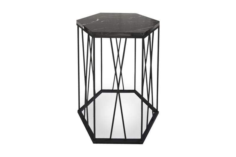 Falan Sidebord 40 cm Hexagon Marmormønster - Sort - Møbler - Borde - Aflastningsbord - Lampebord