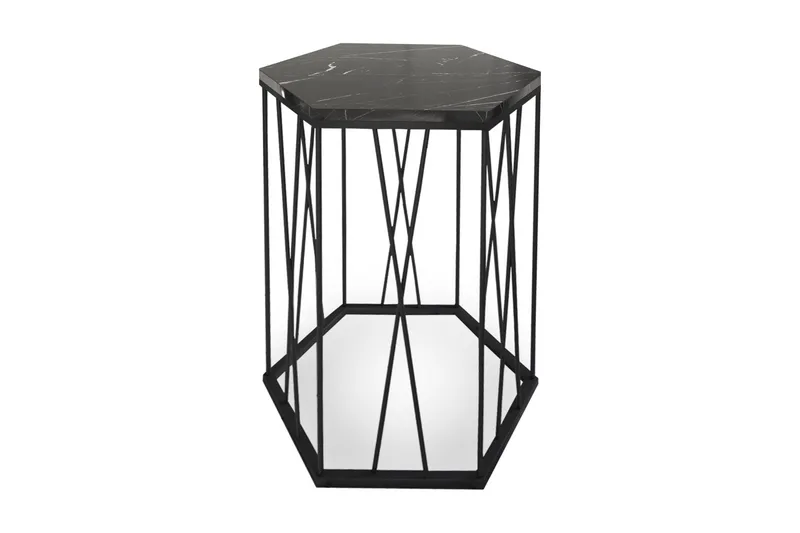 Falan Sidebord 40 cm Hexagon Marmormønster - Sort - Møbler - Borde - Aflastningsbord - Lampebord