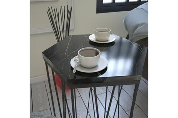 Falan Sidebord 40 cm Hexagon Marmormønster - Sort - Møbler - Borde - Aflastningsbord - Lampebord