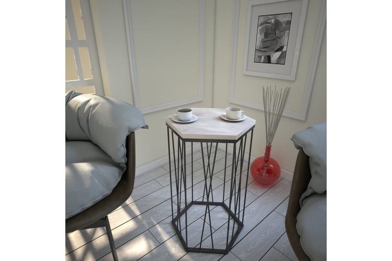 Falan Sidebord 40 cm Hexagon - Natur/Sort - Møbler - Borde - Aflastningsbord - Lampebord
