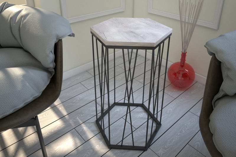 Falan Sidebord 40 cm Hexagon - Natur/Sort - Møbler - Borde - Aflastningsbord - Lampebord